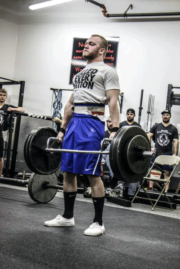 Senior Damon Lurvey during the Strong Man Competition last weekend. Lurvey placed third. 