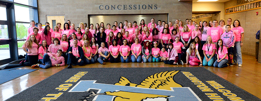 AHS students wear pink to stop bullying.