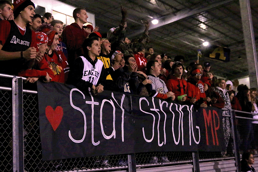 The+Arlington+student+section+supported+Marysville+Pilchuck+on+October+24+by+doing+a+red+a+white+theme.+