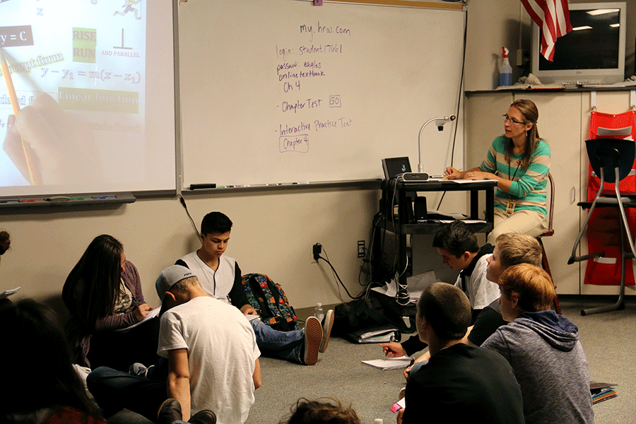 Mrs. Case teaches her Algebra 1 class on linear functions during 5th period at Arlington High School.