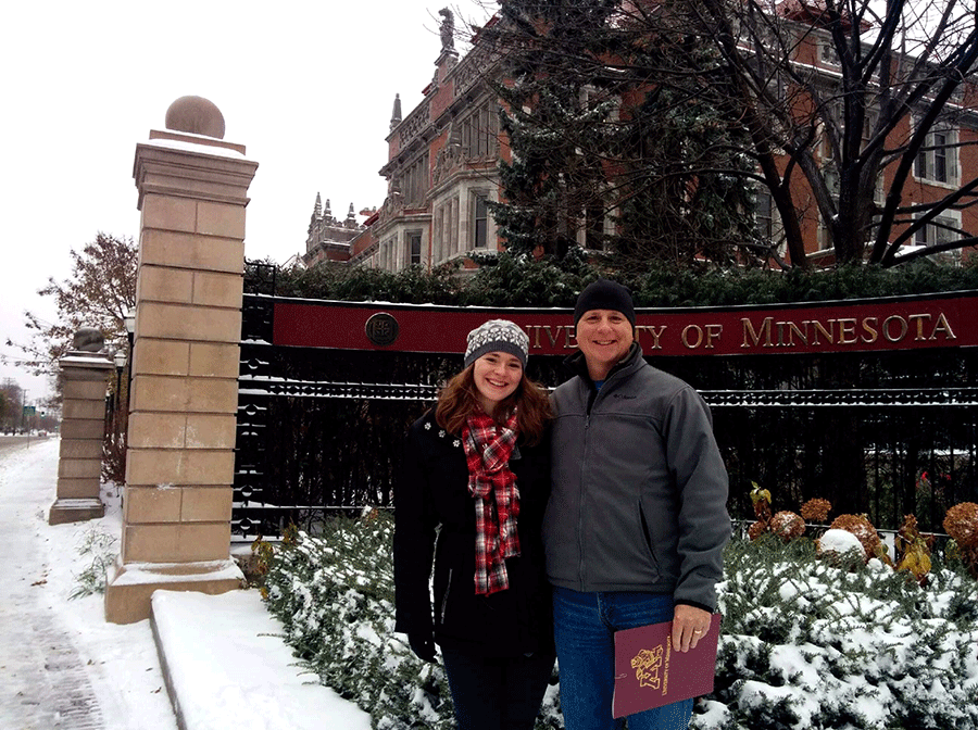 Senior Jennifer McDonald and her father visited her top choice school, the University of Minnesota, in November. She wants to go there to gain a sense of independence away from home and to enjoy the snow.
