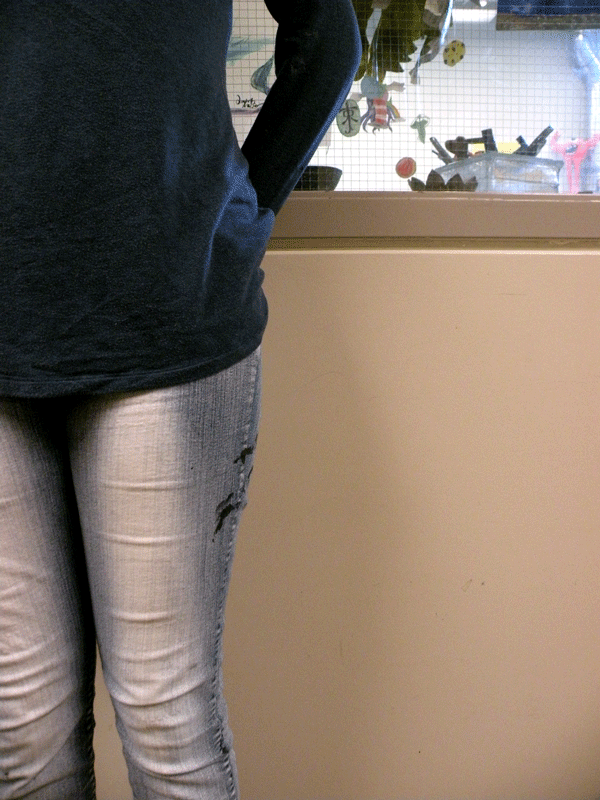 Callie Walter 15 wears jeans in support of Denim Day 2015. Walter said, This is a good cause that needs support and recognition.