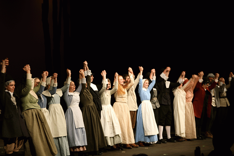 Students in The Crucible take a bow after finishing a performance on November 14th. 