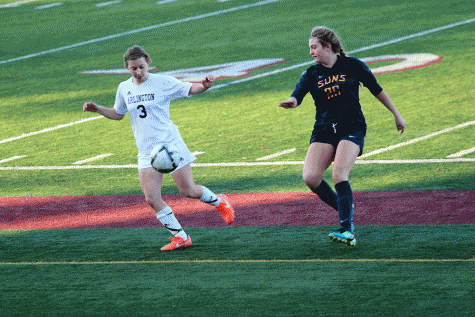 Junior Emily Mann intercepts a pass at the state soccer match on November 20th. 