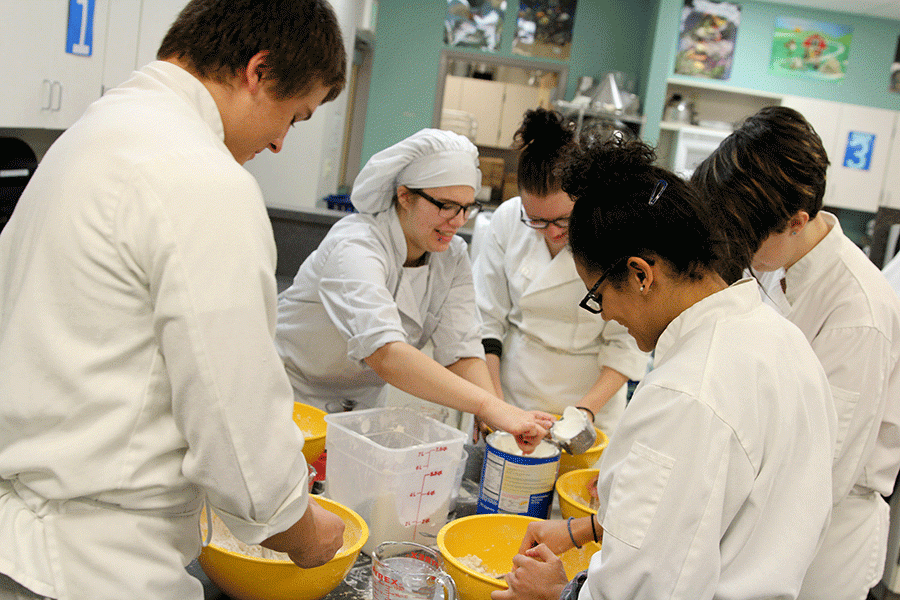 Students in Ms. Edwards first period class makes pies, which will be sold as part of a fundraiser. 