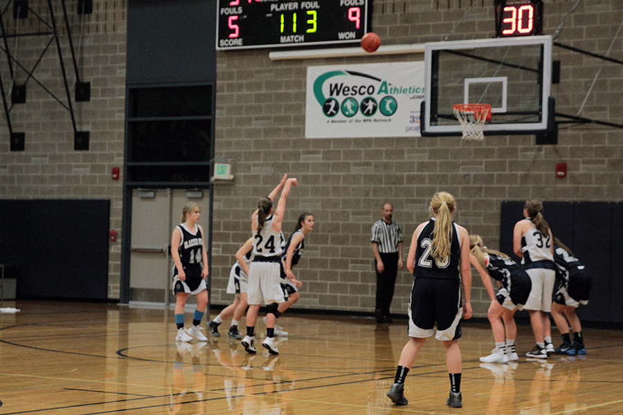 Brittany Anderson shoots a free throw during the game against Glacier Peak on December 14th. The Eagles would eventually fall to Glacier Peak, 56-39. 