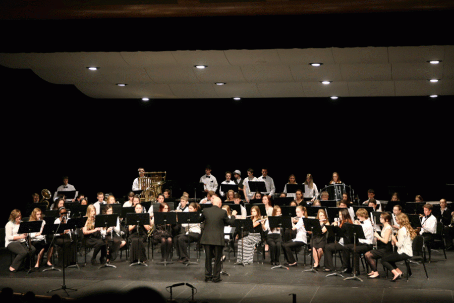 Members of the freshman band preform during a concert on December 10th. 
