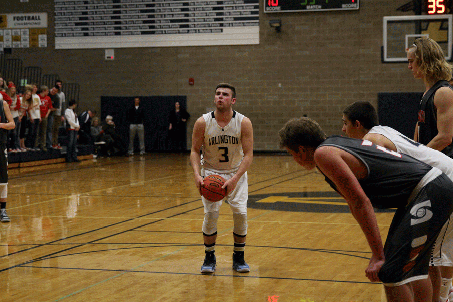 Tylor Morton (16) prepares to shoot a free throw during a home match on February 2nd. 