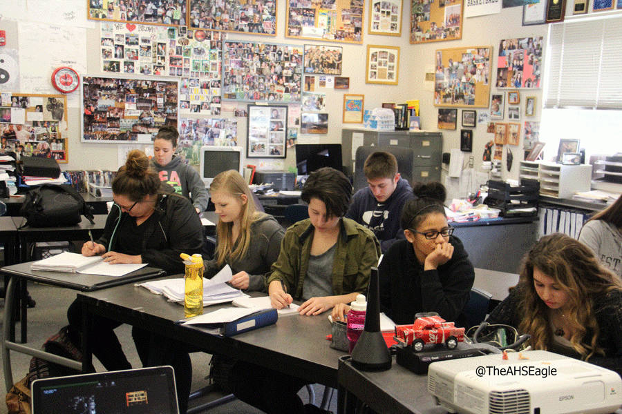 Students complete  classwork during Mr. Browns second period class. 