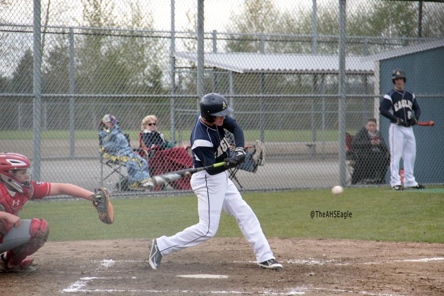 Trevor Kazen ('18) prepares to hit the ball during a game against Stanwood on April 5th. 