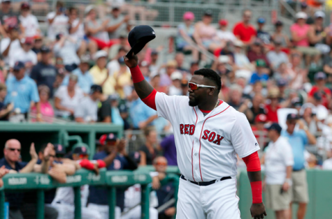 Red Sox Designated Hitter David Ortiz tips his cap to just a few members of Red Sox Nation.