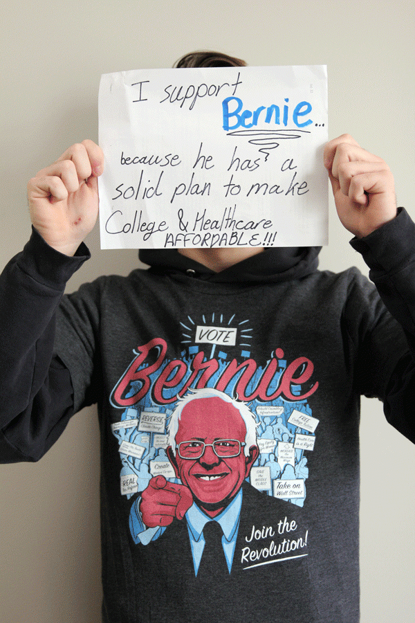 "I support Bernie Sanders because he has a solid plan to make College and Healthcare affordable." 