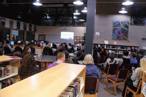 A huge crowd packed the library as presenters walked through the application process. 