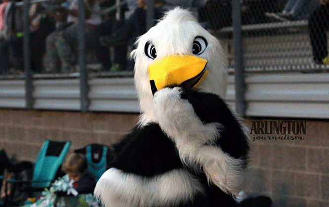 The Eagle anxiously awaits the start of the football game against Getchell. 