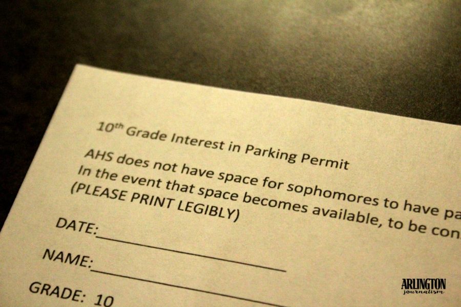 In order for sophomores to get parking passes, they have to fill out on of these papers located at the attendance window. 