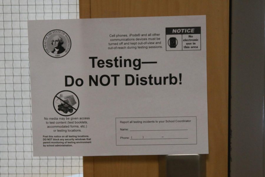 For the next two weeks, there will be these signs hanging on the doors of rooms that are involved in the testing.