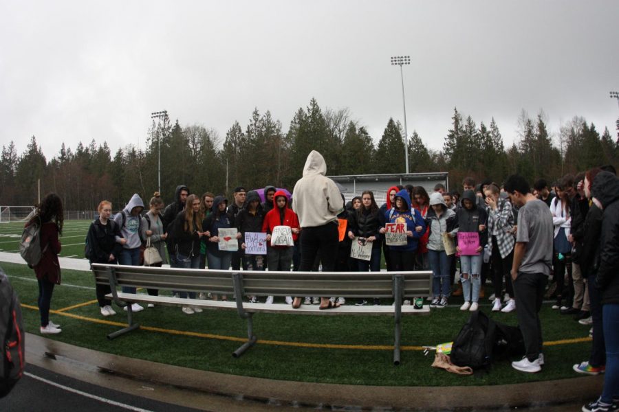 In honor of the Parkland shooting, AHS students walk out on March 14 to take a stand against gun violence in schools.  The student body also protests against all other school shootings, including Columbine.