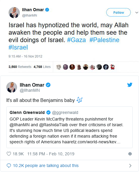 Tweets from Ilhan Omar indicating some of the controversial things that she has said.  