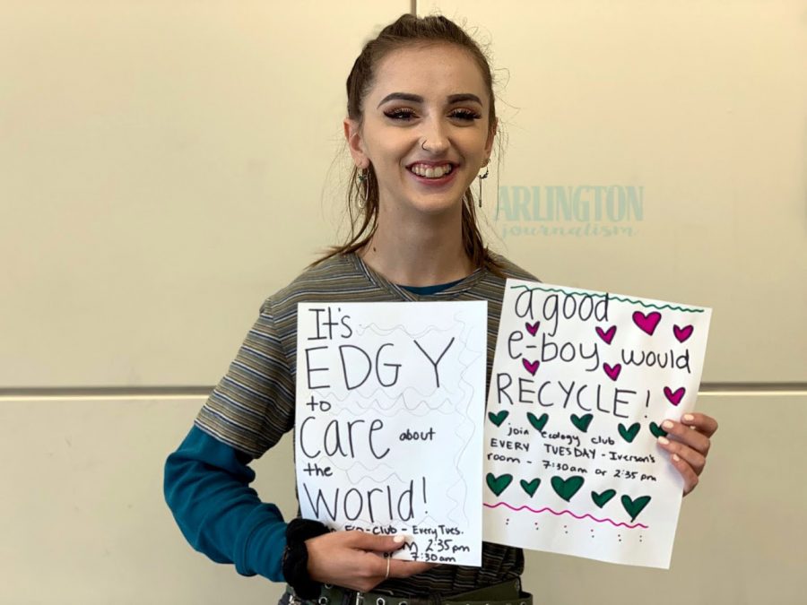 Ivy Ewing, a senior at Arlington Highschool plays many roles at AHS, but one she’s most passionate about is Ecology Club. As president, she is dedicated to helping the environment and wants you to be involved alongside her. When it comes to the environment on a global scale Ewing says, “We set examples for other countries, if the U.S. doesn’t care than others won’t care.” 
