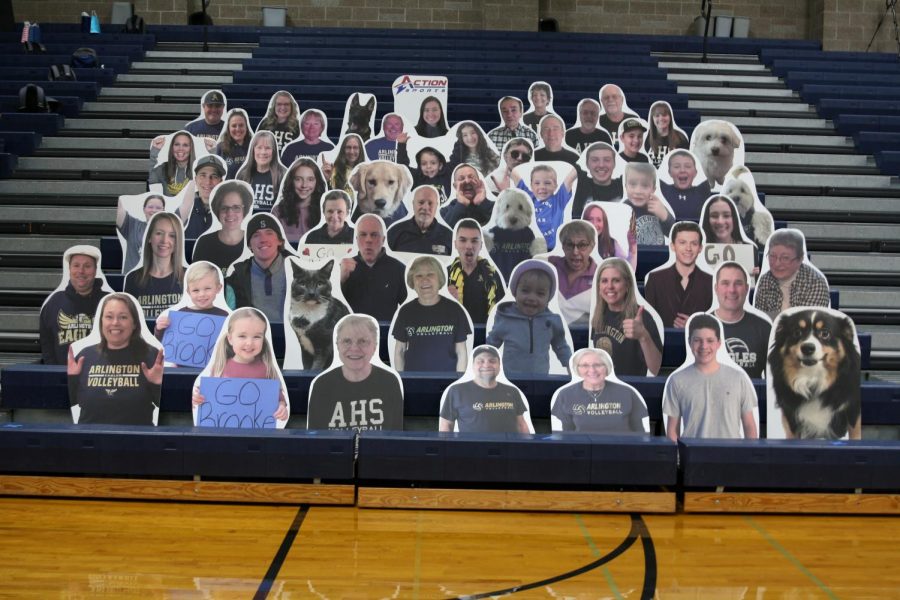 The Boosterclub created a fundraiser for families to support their athletes! The Eagle Fan Cutouts are in the stands every home game for our girls volleyball team. 