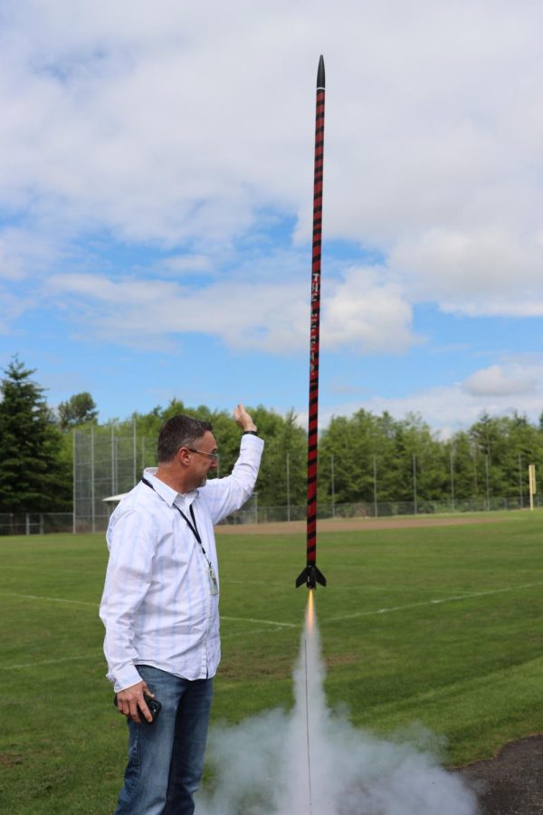 Mr. Davis launching a rocket with his 3rd period physics class on June 16, 2022.