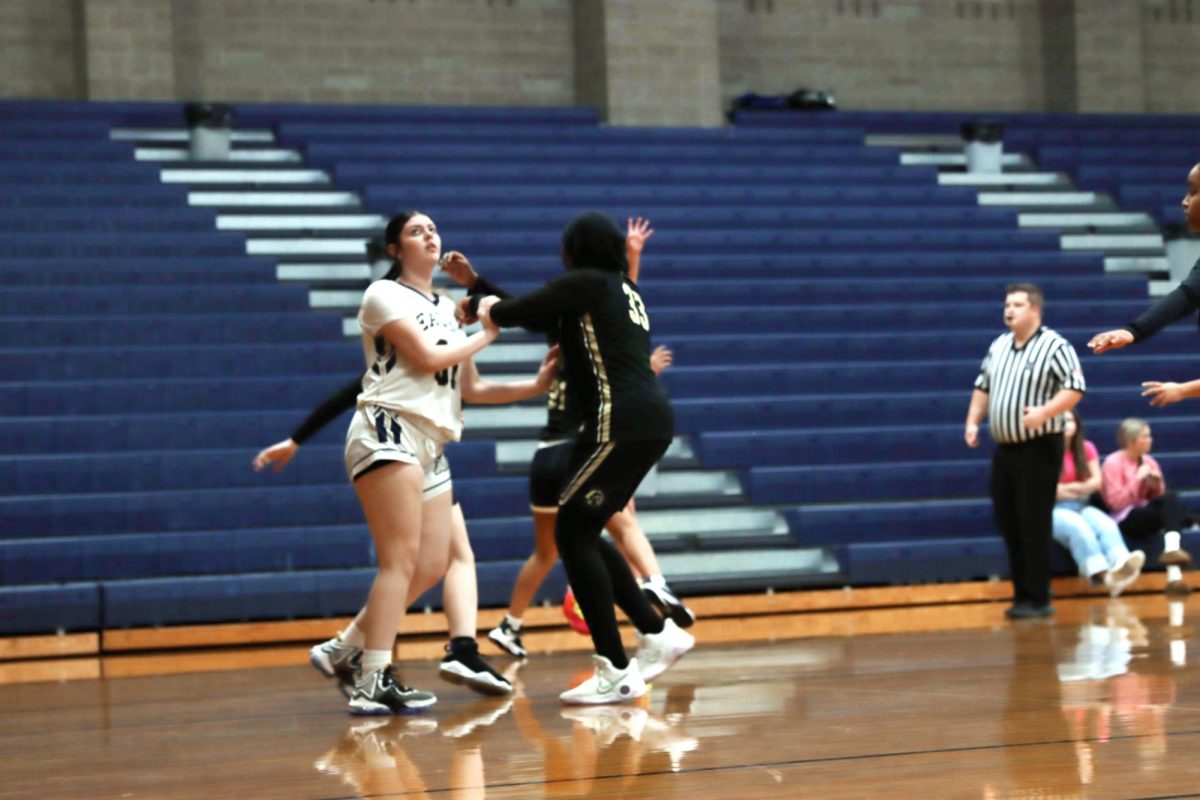 Getting in a position to box #33 out, Maddie Garcia (‘27) makes sure to keep her eyes on where the ball is going. Lynwood was a tough opponent to play against but Garcia kept her guard up the whole time and played a strong defense. “I was going for the rebound”, said Garcia.
