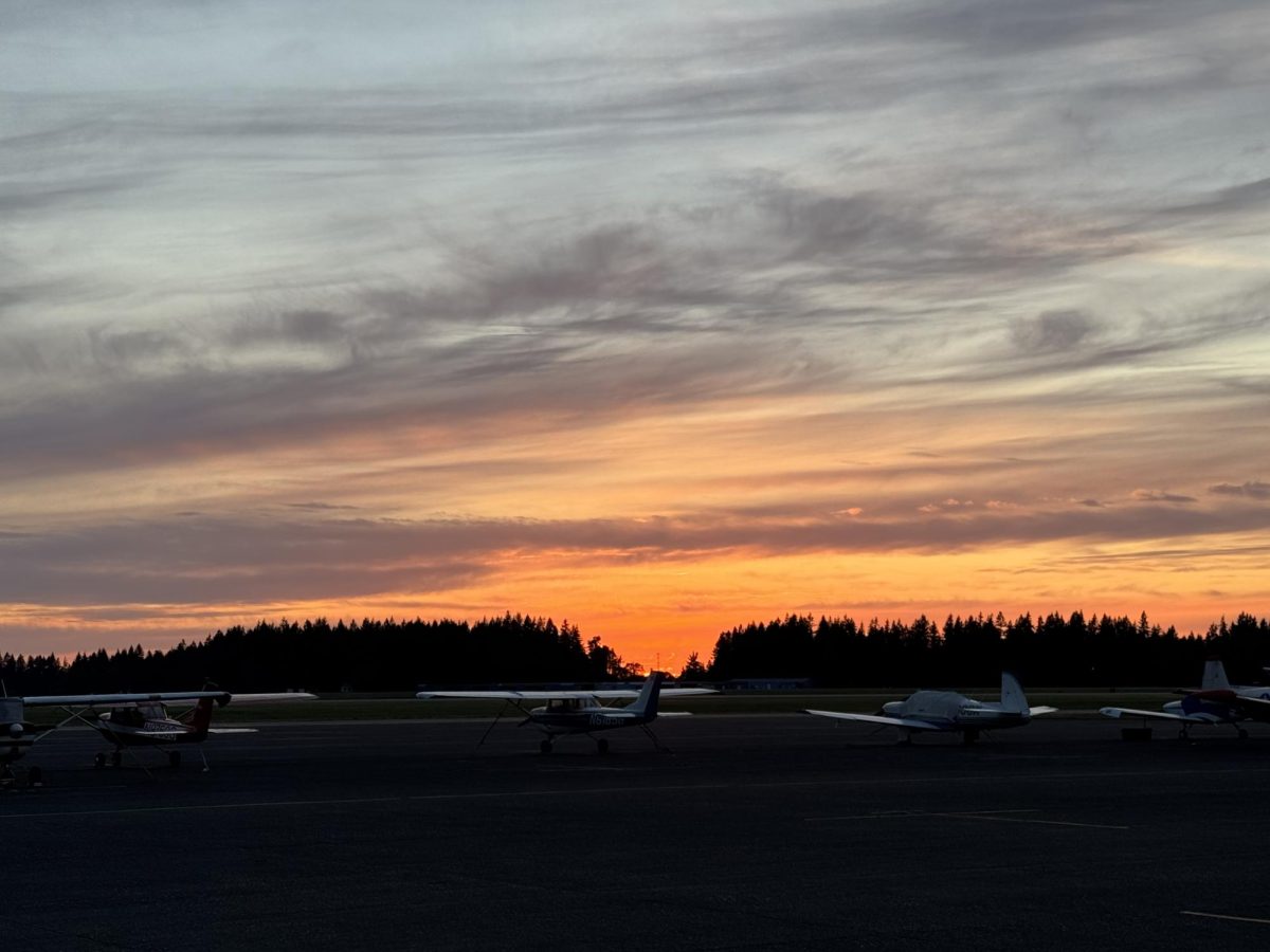 Sunset at Arlington airport.