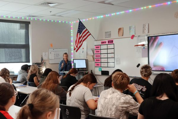 Advanced geometry students listening to Ms. Ross during first period on September 18, 2025. 