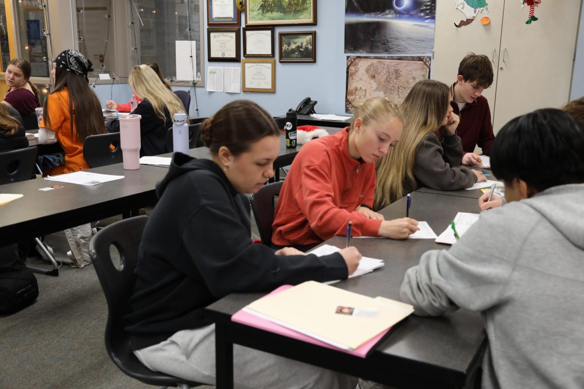 Students in a first period class. 