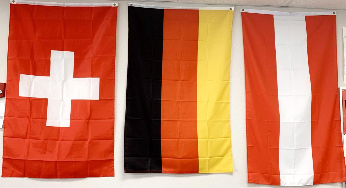 These are the flags of the three German speaking countries.  The students  are taught the language but also about German speaking countries' culture and history, and Herr Mendro made it fun, and poured his heart into it. 

“I love how different it is, how you have buildings that are hundreds and hundreds of years old, and you have so many different languages and cultures all intermixed in a small area,” said Herr Mendro German teacher.